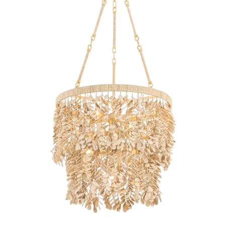 Corbett Lighting Naxos 8 Light 24" Wide Waterfall Chandelier with Hanging Coco Shells Vintage Gold Leaf