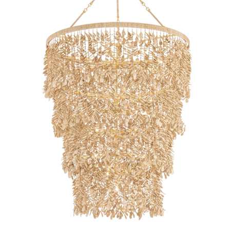 Corbett Lighting Naxos 18 Light 48" Wide Waterfall Chandelier with Hanging Coco Shells Vintage Gold Leaf