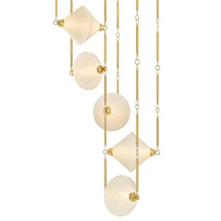 Corbett Lighting Solara 66" Wide LED Multi Light Pendant with Seedy Cloud Glass Shades Vintage Polished Brass