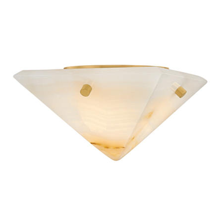 Corbett Lighting Geo 7" Wide LED Semi-Flush Ceiling Fixture with Honey Onyx Shade Vintage Brass