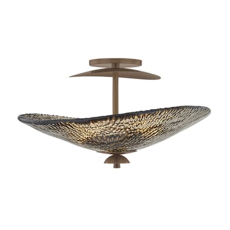 Corbett Lighting Alba 3 Light 20" Wide Semi-Flush Bowl Ceiling Fixture with Piastre Glass Shade Old World Brass