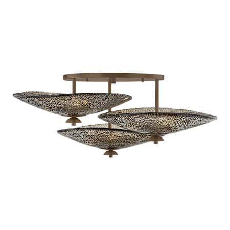 Corbett Lighting Alba 9 Light 36" Wide Semi-Flush Ceiling Fixture with Piastre Glass Shades Old World Brass