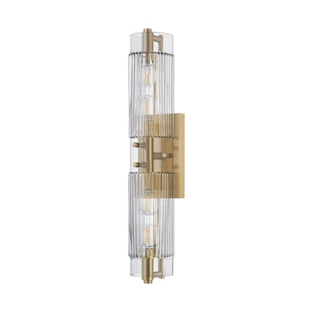 Corbett Lighting Duoro 2 Light 21" Tall Bath Bar with Smoked Glass Shades Vintage Brass