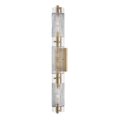 Corbett Lighting Duoro 3 Light 32" Tall Bath Bar with Smoked Glass Shades Vintage Brass