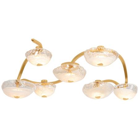 Corbett Lighting Kune 7 Light 50" Wide Linear Chandelier Vintage Gold Leaf