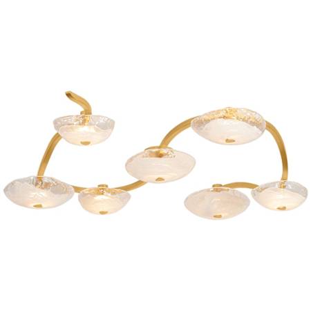 Corbett Lighting Kune 7 Light 69" Wide Linear Chandelier Vintage Gold Leaf