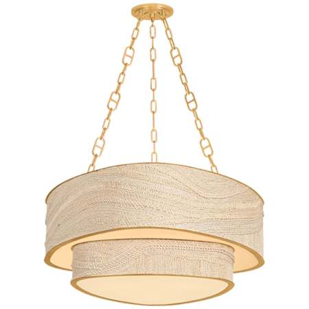 Corbett Lighting Kiso 9 Light 35" Wide Drum Chandelier Vintage Gold Leaf