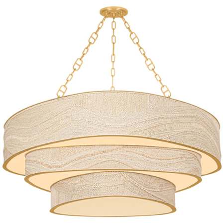 Corbett Lighting Kiso 12 Light 52" Wide Drum Chandelier Vintage Gold Leaf