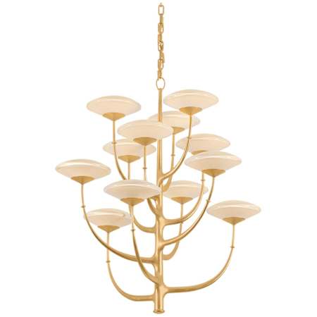 Corbett Lighting Pluro 12 Light 34" Wide Chandelier Vintage Gold Leaf