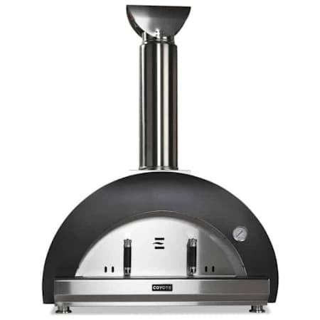 Coyote Duomo 40 Inch Wood Fired Freestanding Pizza Oven with Temperature Gauge and Thermoshift Chimney System Black