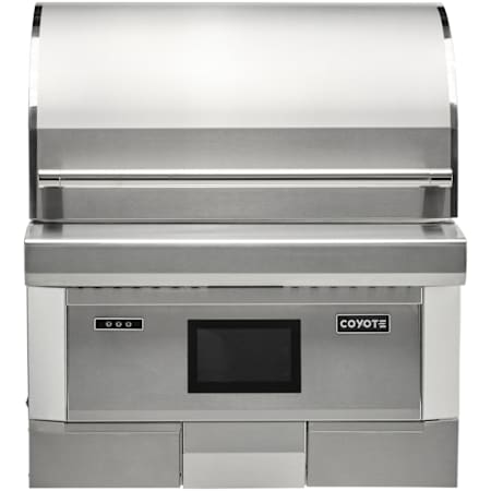 Coyote 28 Inch Wide Pellet Built-In Grill with 3 Burners and Touch Controls Stainless Steel