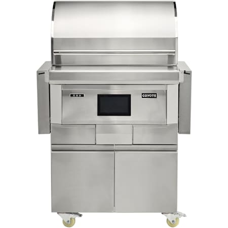 Coyote 28 Inch Wide Pellet Free Standing Grill with 3 Burners and Touch Controls Stainless Steel