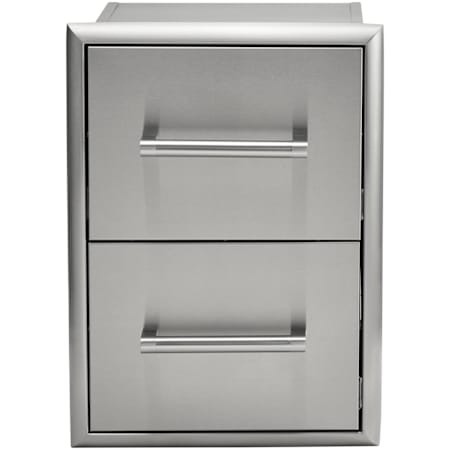Coyote 16 Inch Wide Double Drawer Cabinet with Beveled Trim Stainless Steel