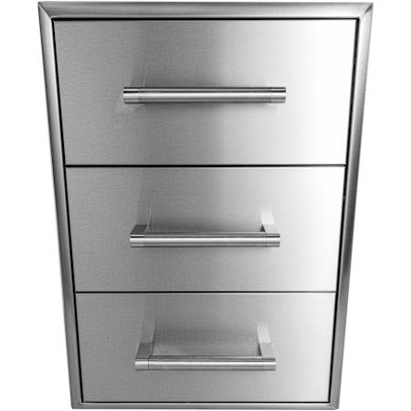 Coyote 18 Inch Wide Three Drawer Cabinet with Beveled Trim Stainless Steel