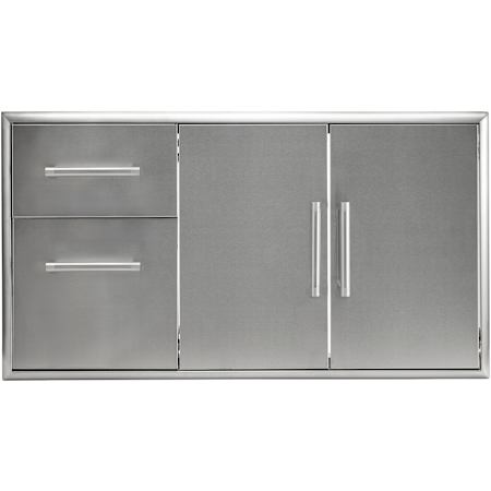 Coyote 45 Inch Double Access Doors & Access Drawer with Beveled Trim Stainless Steel