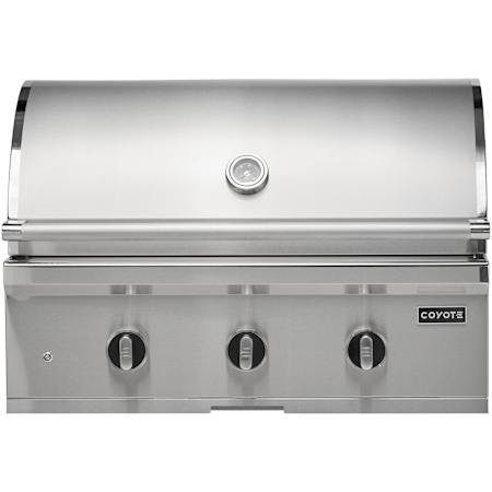 Coyote C Series 45,000 BTU 34 Inch Wide Liquid Propane Built-In Grill with Knob Controls and Integrated Wind Guard Stainless Steel