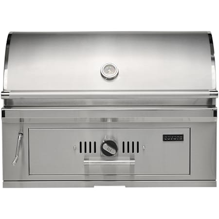 Coyote 36 Inch Wide Charcoal Built-In Grill with Knob Controls and Adjustable Dampers Stainless Steel