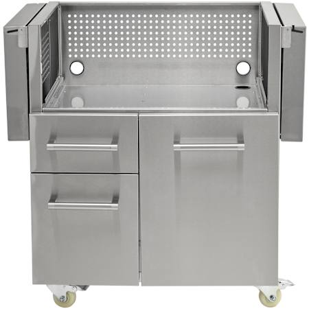 Coyote 59 Inch Wide BBQ Grill Cart with Self Closing Doors and Lockable Casters Stainless Steel