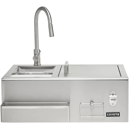 Coyote 30 Inch Refreshment Center with Towel Hook and Bottle Opener Stainless Steel