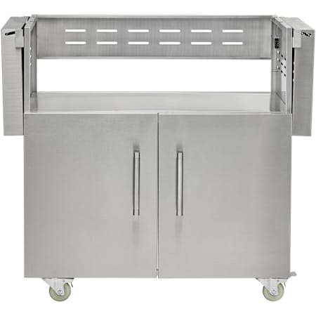 Coyote 64 Inch Wide BBQ Grill Cart with Self Closing Doors and Fold Down Storage Shelves Stainless Steel