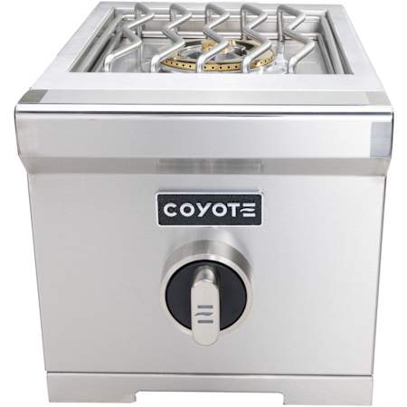 Coyote 12 Inch Wide Natural Gas Built-In Single Side Burner for BBQ Grill with Lid Stainless Steel