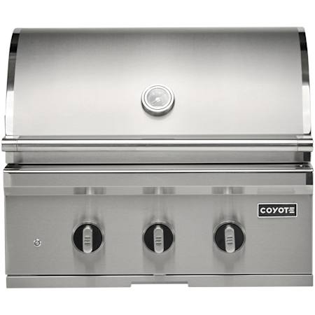 Coyote SL Series 20,000 BTU 30 Inch Wide Liquid Propane Built-In Grill with Knob Controls and Integrated Wind Guard Stainless Steel