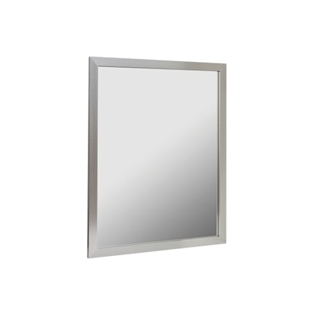 CRAFT + MAIN 24" W x 30" H Modern Rectangular Aluminum Framed Bathroom Wall Mirror Brushed Nickel
