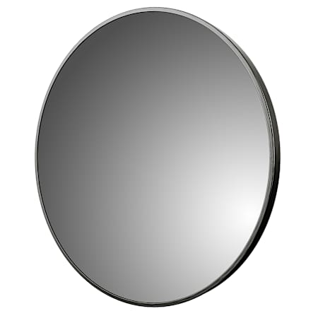 CRAFT + MAIN Reflections 32" Diameter Modern Circular Aluminum Framed Bathroom Wall Mirror Brushed Black