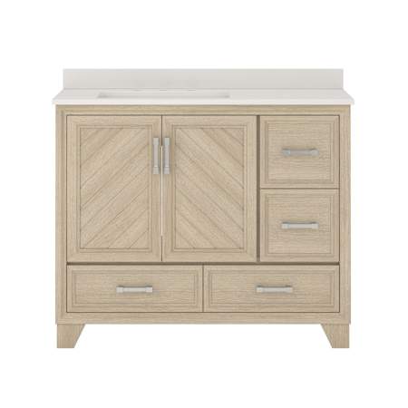 CRAFT + MAIN Ashlow 42" Free Standing Single Basin Vanity Set with Engineered Stone Vanity Top Natural Oak