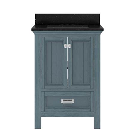 CRAFT + MAIN Brantley 24" Free Standing Single Basin Vanity Set with Cabinet and Quartz Vanity Top Harbor Blue