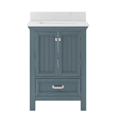 CRAFT + MAIN Brantley 24" Free Standing Single Basin Vanity Set with Cabinet and Quartz Vanity Top Harbor Blue