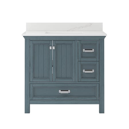 CRAFT + MAIN Brantley 36" Free Standing Single Basin Vanity Set with Cabinet and Quartz Vanity Top Harbor Blue