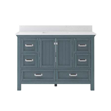 CRAFT + MAIN Brantley 48" Free Standing Single Basin Vanity Set with Cabinet and Quartz Vanity Top Harbor Blue