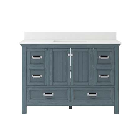 CRAFT + MAIN Brantley 48" Free Standing Single Basin Vanity Set with Cabinet and Quartz Vanity Top Harbor Blue