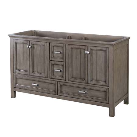 CRAFT + MAIN Brantley 60" Double Free Standing Wood Vanity Cabinet Only - Less Vanity Top Distressed Grey