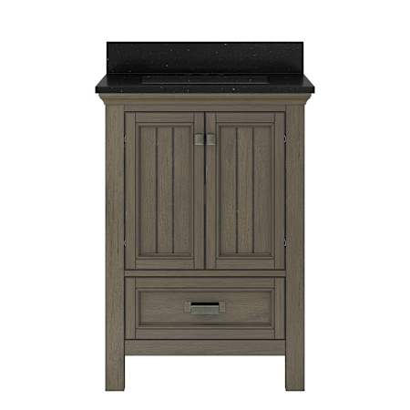 CRAFT + MAIN Brantley 24" Free Standing Single Basin Vanity Set with Cabinet and Quartz Vanity Top Distressed Grey