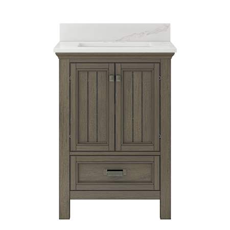 CRAFT + MAIN Brantley 24" Free Standing Single Basin Vanity Set with Cabinet and Quartz Vanity Top Distressed Grey