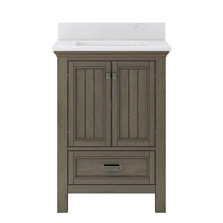 CRAFT + MAIN Brantley 24" Free Standing Single Basin Vanity Set with Cabinet and Quartz Vanity Top Distressed Grey