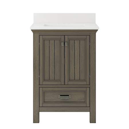 CRAFT + MAIN Brantley 24" Free Standing Single Basin Vanity Set with Cabinet and Quartz Vanity Top Distressed Grey