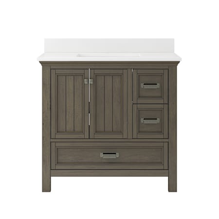 CRAFT + MAIN Brantley 36" Free Standing Single Basin Vanity Set with Cabinet and Quartz Vanity Top Distressed Grey