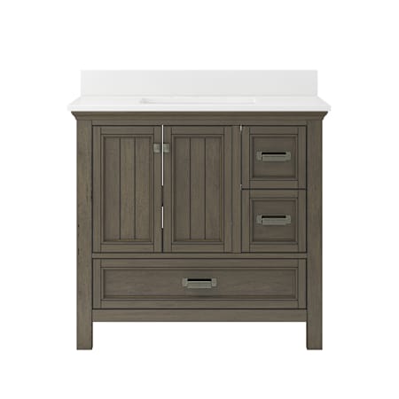 CRAFT + MAIN Brantley 36" Free Standing Single Basin Vanity Set with Cabinet and Quartz Vanity Top Distressed Grey