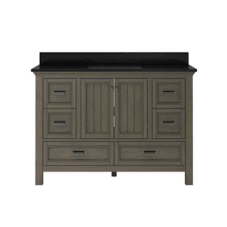 CRAFT + MAIN Brantley 48" Free Standing Single Basin Vanity Set with Cabinet and Quartz Vanity Top Distressed Grey