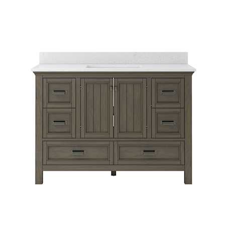 CRAFT + MAIN Brantley 48" Free Standing Single Basin Vanity Set with Cabinet and Quartz Vanity Top Distressed Grey