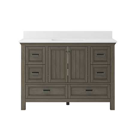 CRAFT + MAIN Brantley 48" Free Standing Single Basin Vanity Set with Cabinet and Quartz Vanity Top Distressed Grey