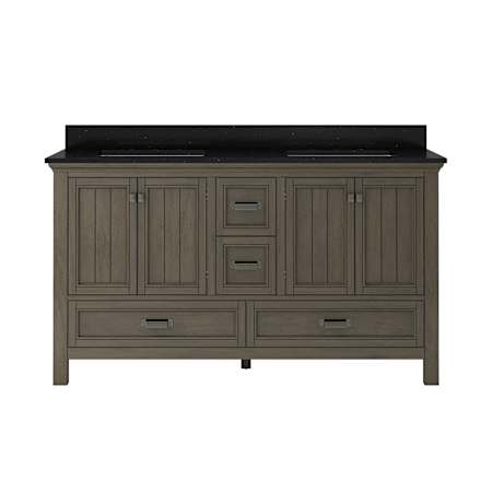 CRAFT + MAIN Brantley 60" Free Standing Double Basin Vanity Set with Cabinet and Quartz Vanity Top Distressed Grey