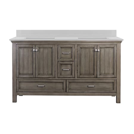 CRAFT + MAIN Brantley 60" Free Standing Double Basin Vanity Set with MDF Cabinet and Iced White Quartz Vanity Top Distressed Grey
