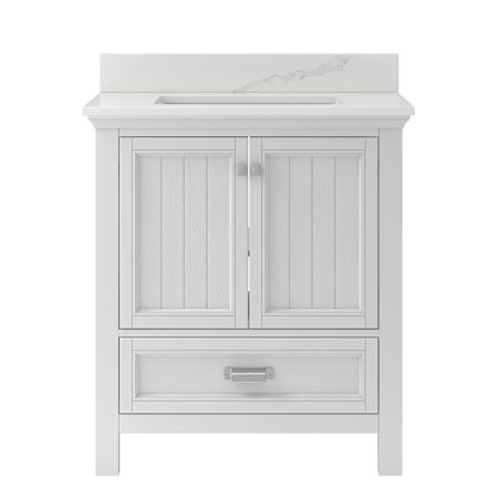 CRAFT + MAIN Brantley 30" Free Standing Single Basin Vanity Set with Cabinet and Quartz Vanity Top White