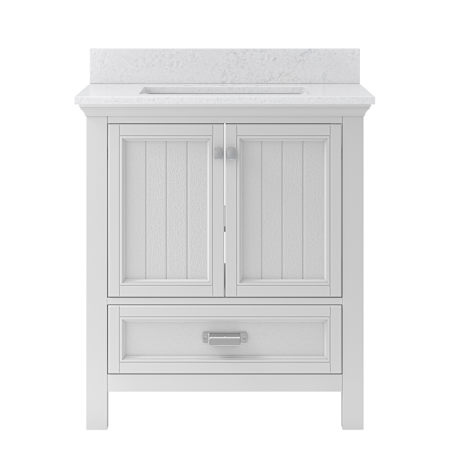 CRAFT + MAIN Brantley 30" Free Standing Single Basin Vanity Set with Cabinet and Quartz Vanity Top White