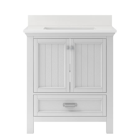 CRAFT + MAIN Brantley 30" Free Standing Single Basin Vanity Set with Cabinet and Quartz Vanity Top White