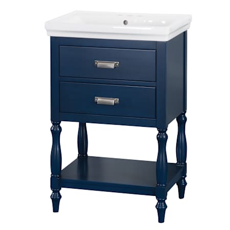 CRAFT + MAIN Cherie 23-5/8" Free Standing Vanity Set with Wood Cabinet, Ceramic Top, and Integrated Sink Royal Blue